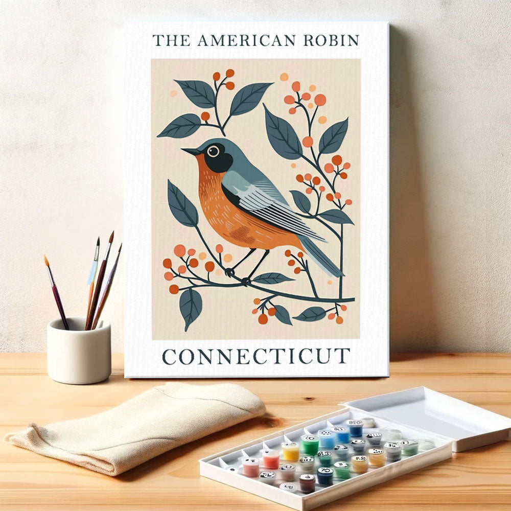 Connecticut State Bird American Robin | Paint by Numbers Kit