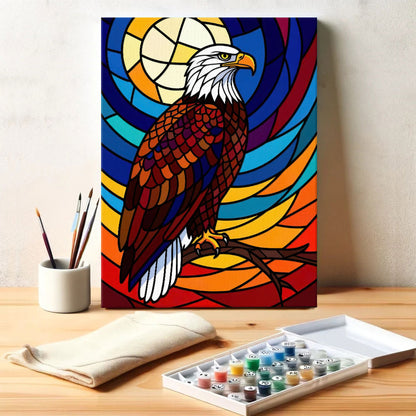 Bald Eagle Stained Glass - National Park Wildlife | Paint by Numbers Kit