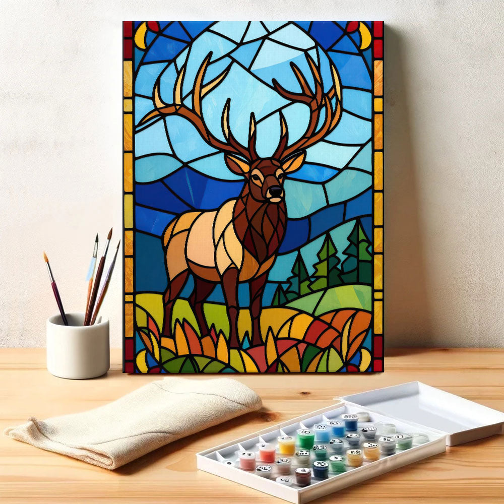 Elk Stained Glass - National Park Wildlife | Paint by Numbers Kit