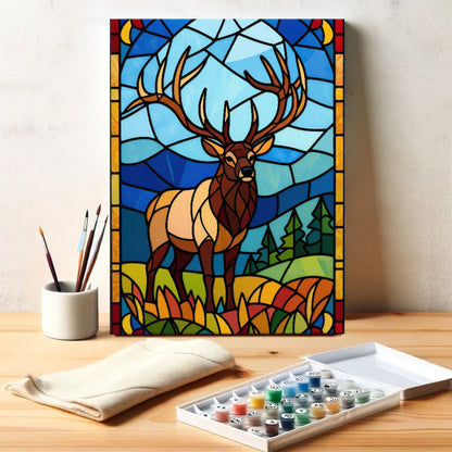 Elk Stained Glass - National Park Wildlife | Paint by Numbers Kit