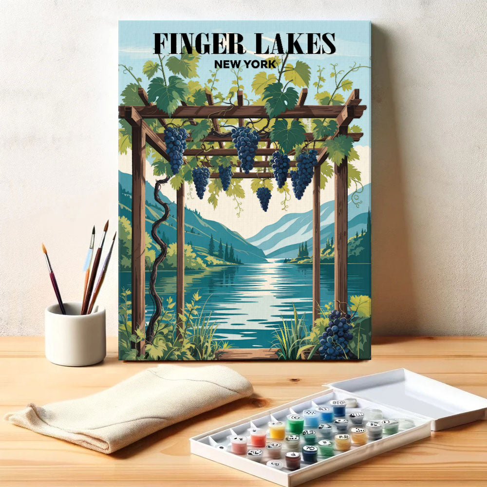 Weingüter der Finger Lakes, New York | Malen nach Zahlen-Set