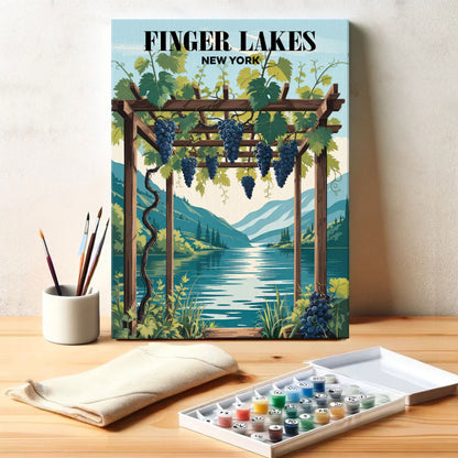 Weingüter der Finger Lakes, New York | Malen nach Zahlen-Set