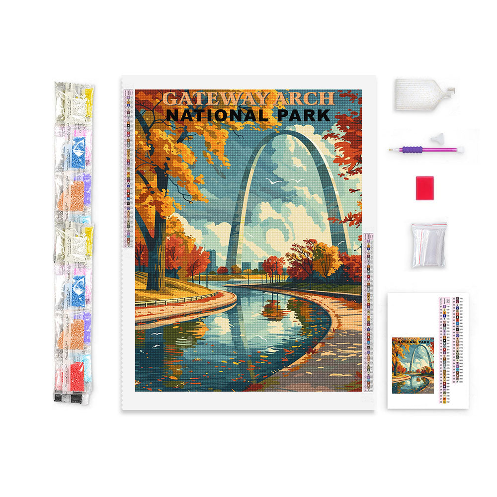 Gateway Arch National Park Diamond Painting (Vintage Edition)