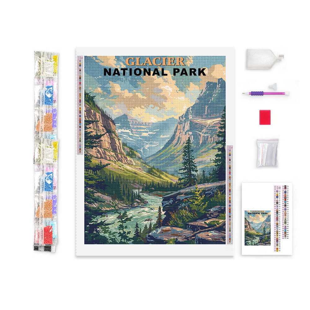 Glacier National Park Diamond Painting (Vintage Edition)