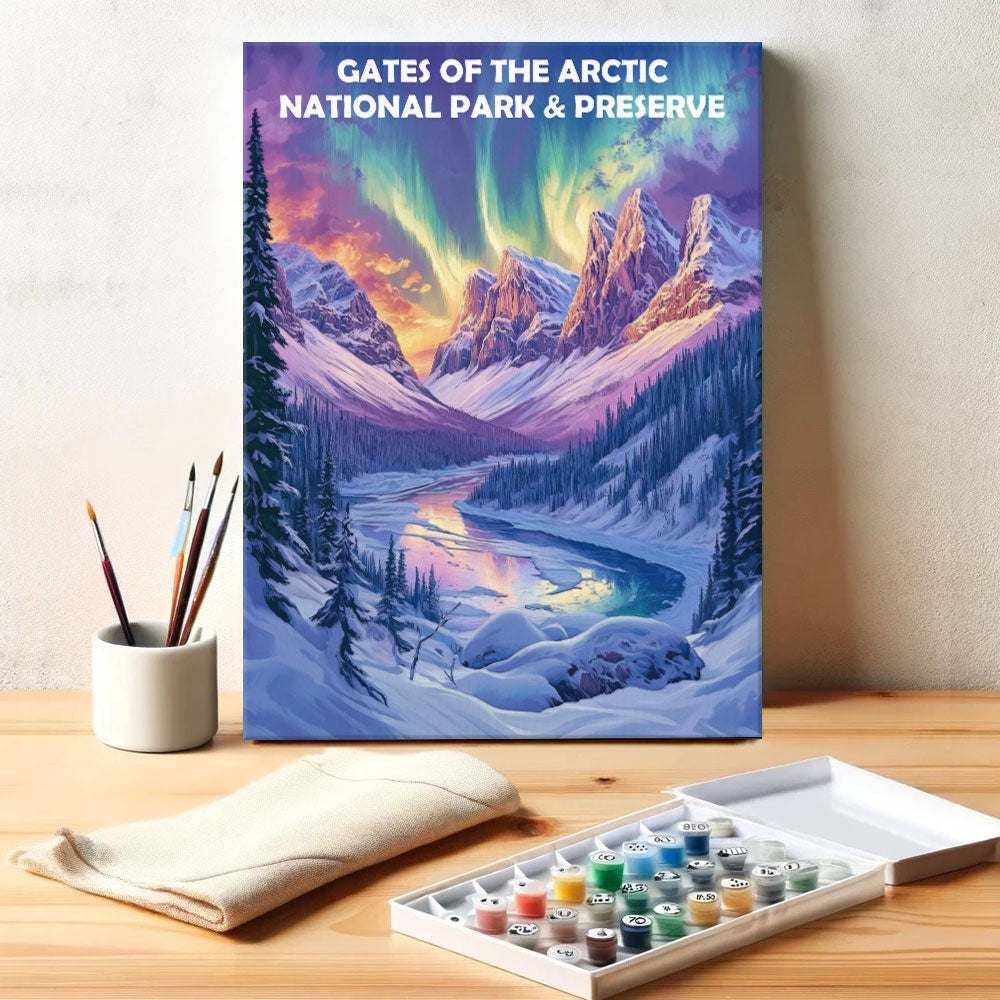 Gates of the Arctic National Park & Preserve Winter | Paint by Numbers Kit