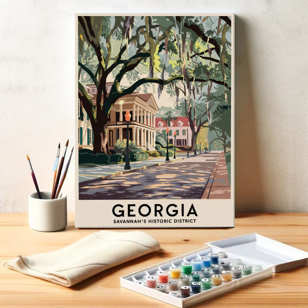 Georgia - Savannah's Historic District | Paint by Numbers Kit