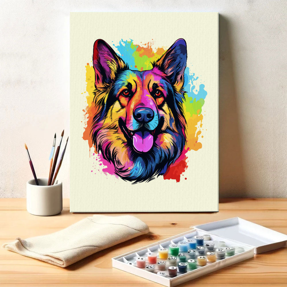 German Shepherd - Colorful Dog | Paint by Numbers Kit