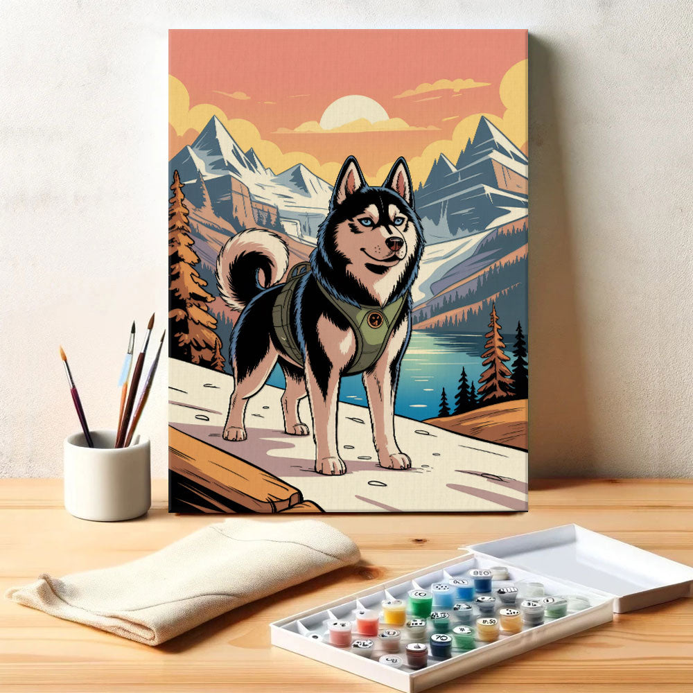 Glacier-Nationalpark – Husky | Malen nach Zahlen-Set