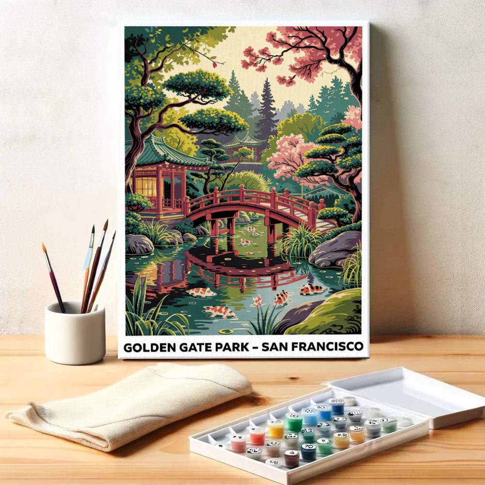 Golden Gate Park, San Francisco | US-Wahrzeichen | Malen nach Zahlen Set