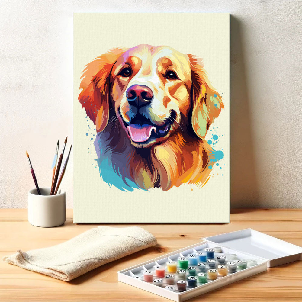 Golden Retriever - Colorful Dog | Paint by Numbers Kit