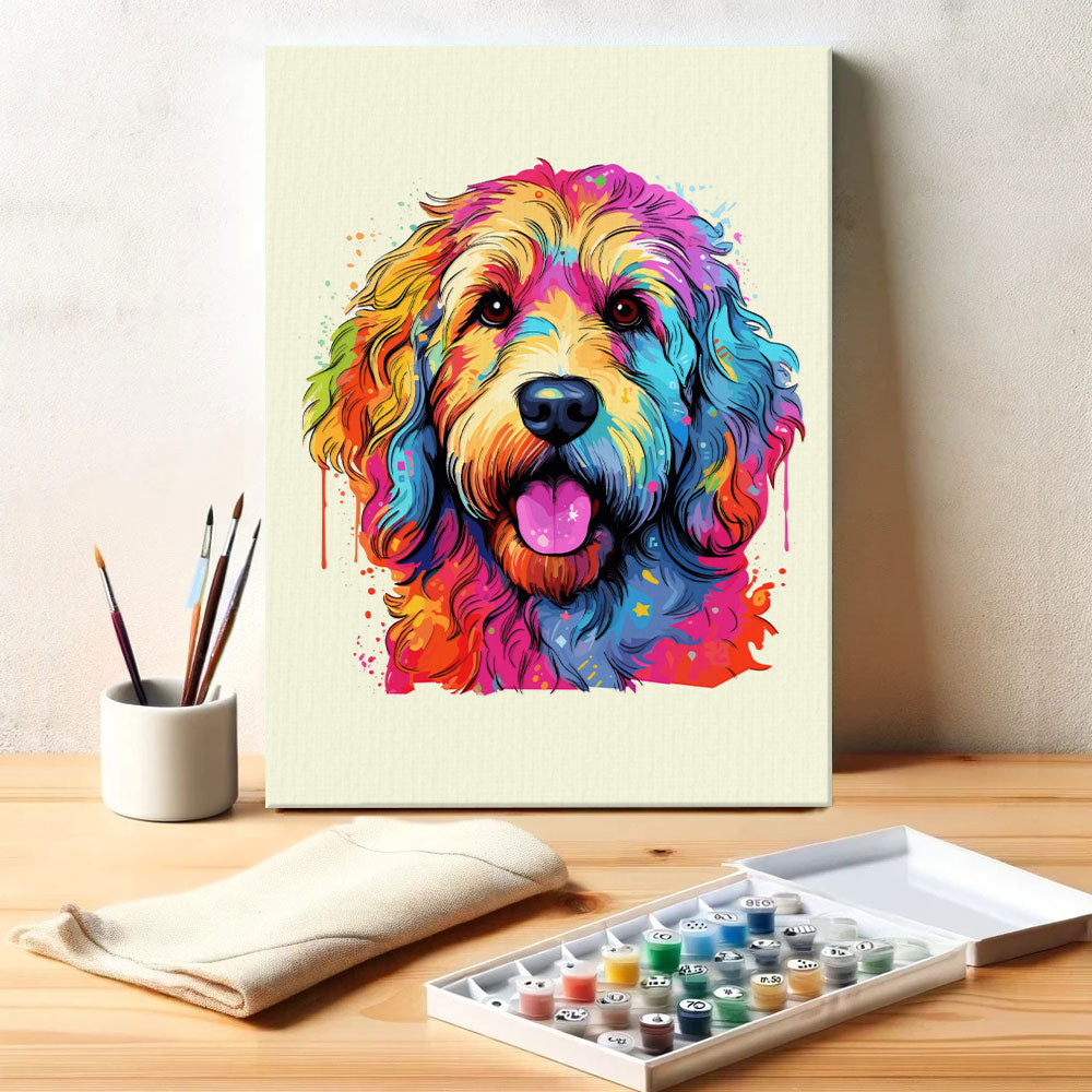 Goldendoodle - Colorful Dog | Paint by Numbers Kit