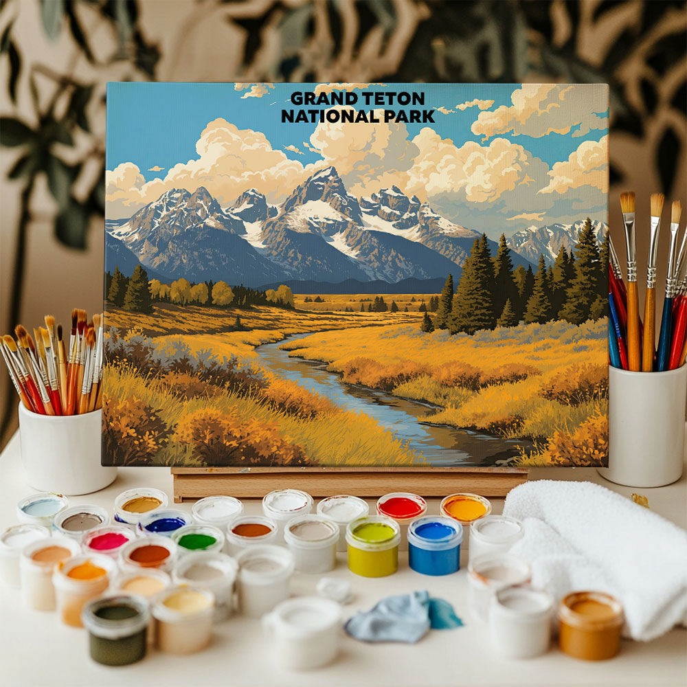 Grand Teton National Park - Landscape | Paint by Numbers Kit