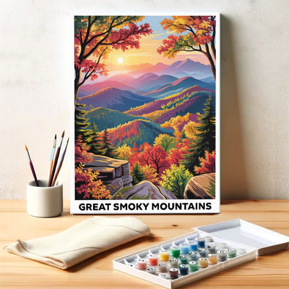 Great Smoky Mountains, North Carolina & Tennessee | US Landmark | Paint by Numbers Kit