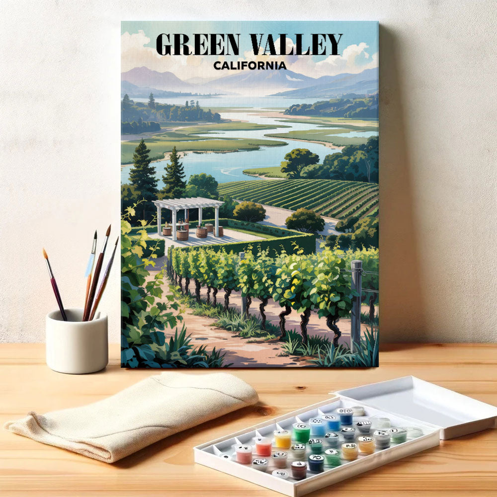 Weingüter im Green Valley, Kalifornien | Malen nach Zahlen-Set