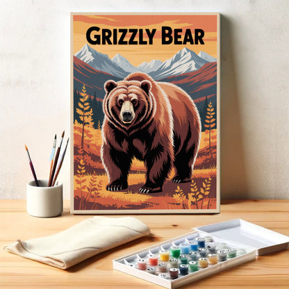 Grizzly Bear - National Park Wildlife | Paint by Numbers Kit