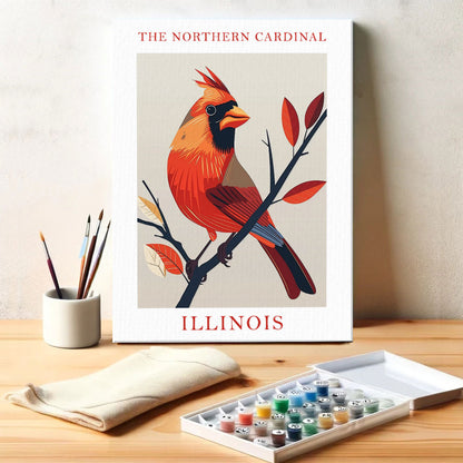 Illinois State Bird Northern Cardinal | Paint by Numbers Kit