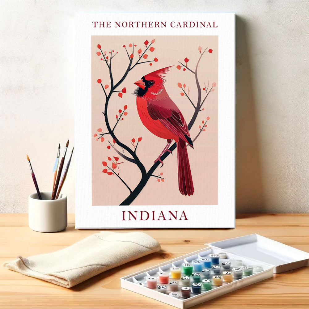 Indiana State Bird Northern Cardinal | Paint by Numbers Kit