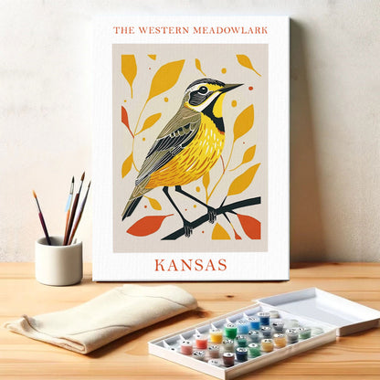 Kansas State Bird Western Meadowlark | Paint by Numbers Kit