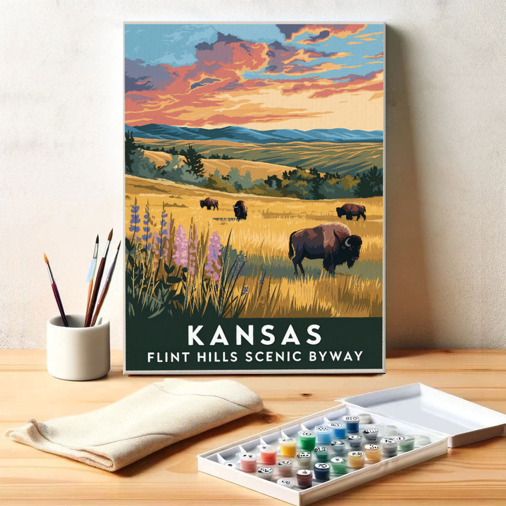 Kansas – Flint Hills Scenic Byway | Malen nach Zahlen-Set