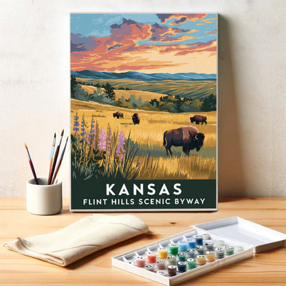 Kansas – Flint Hills Scenic Byway | Malen nach Zahlen-Set