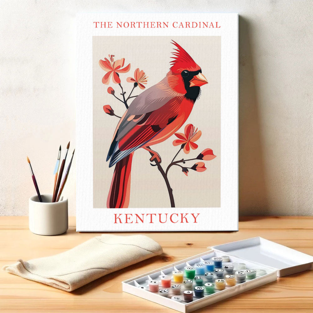 Kentucky State Bird Northern Cardinal | Paint by Numbers Kit