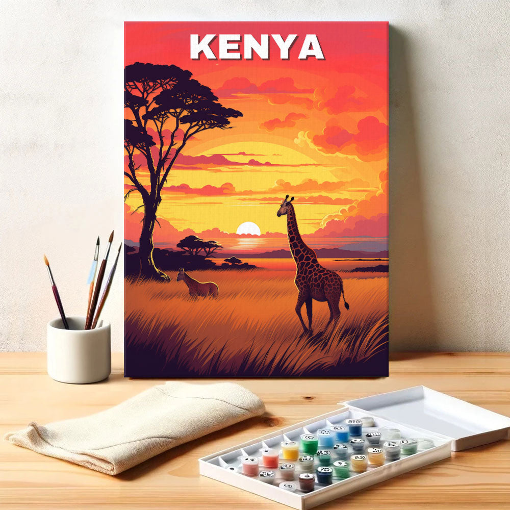 Kenya Travel Poster | Paint by Numbers Kit