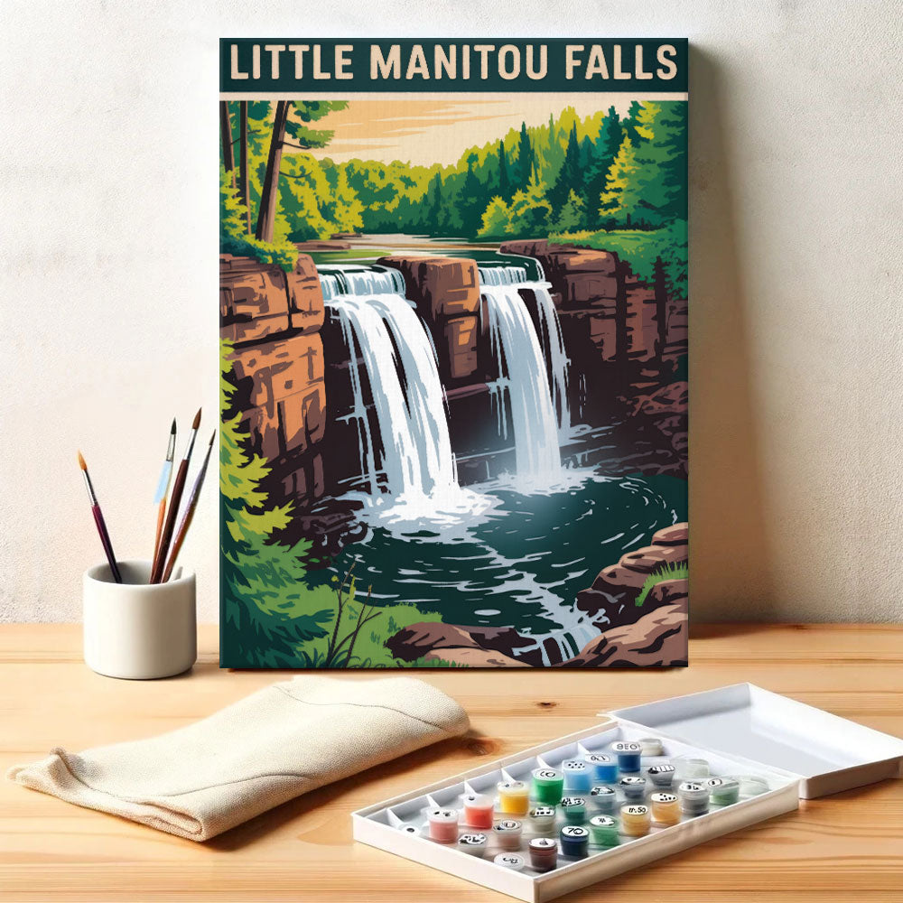 Little Manitou Falls - U.S. Waterfalls | Paint by Numbers Kit