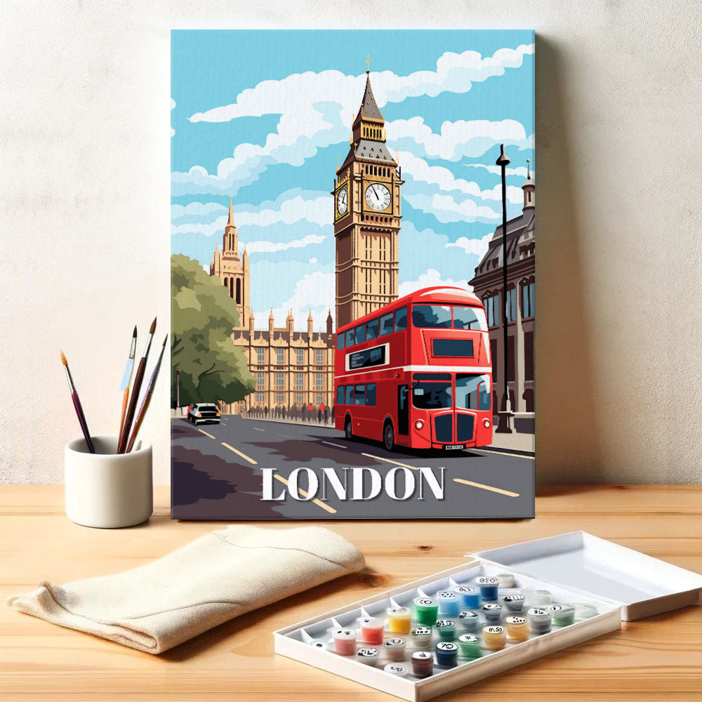 London Reiseposter | Malen nach Zahlen Set