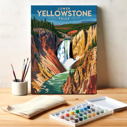 Lower Yellowstone Falls - U.S. Waterfalls | Paint by Numbers Kit