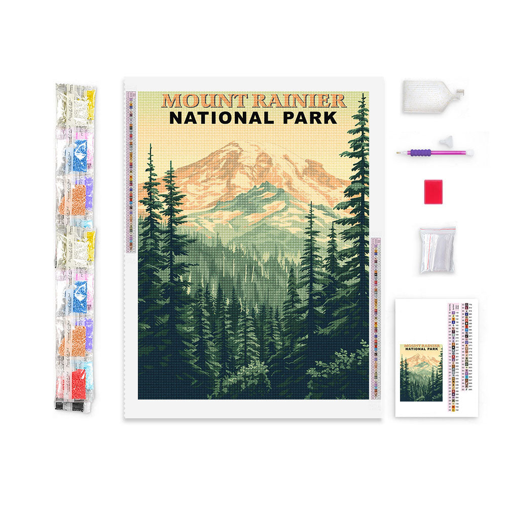 Mount Rainier National Park Diamond Painting (Vintage Edition)