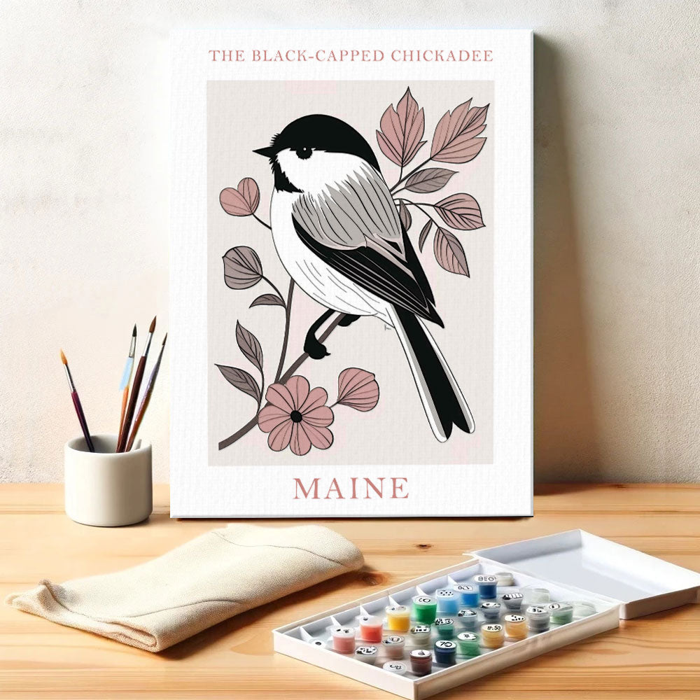 Maine State Bird Black-capped Chickadee | Paint by Numbers Kit