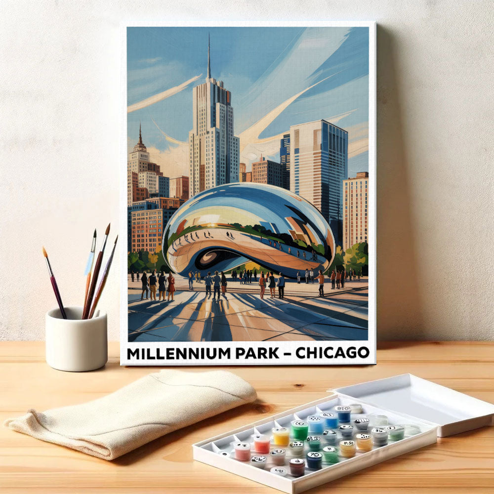 Millennium Park, Chicago | US-Wahrzeichen | Malen nach Zahlen Set