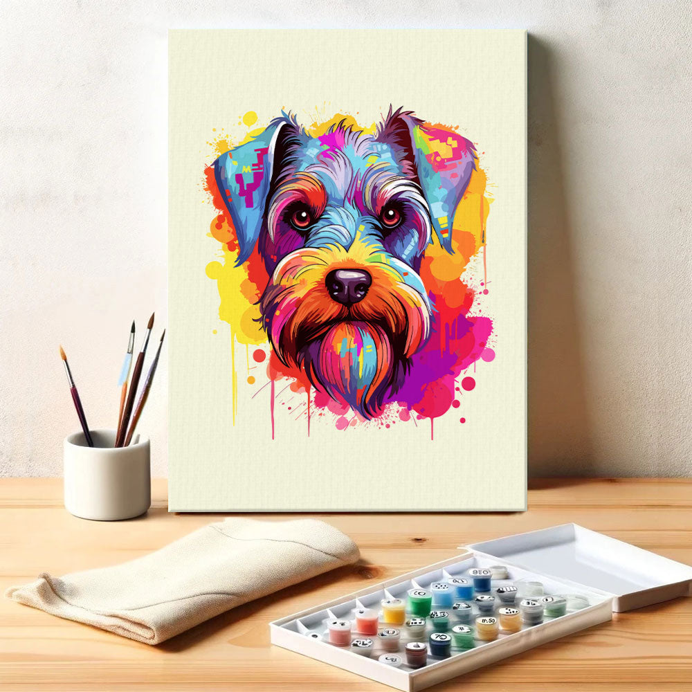 Miniature Schnauzer - Colorful Dog | Paint by Numbers Kit