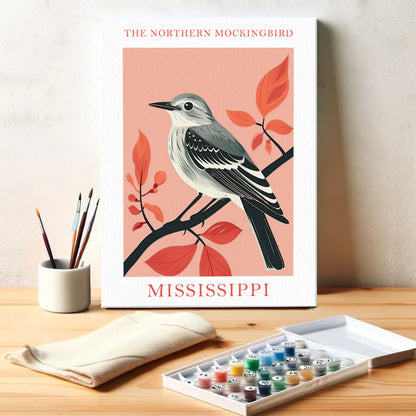 Mississippi State Bird Northern Mockingbird | Paint by Numbers Kit