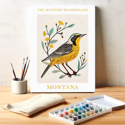 Montana State Bird Western Meadowlark | Paint by Numbers Kit