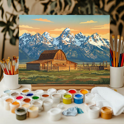Moulton Barns on Mormon Row - Grand Teton | Paint by Numbers Kit
