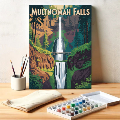 Multnohma Falls - U.S. Waterfalls | Paint by Numbers Kit