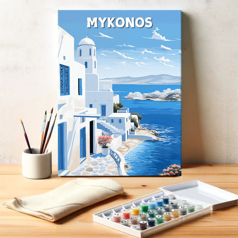 Mykonos Travel Poster | Paint by Numbers Kit