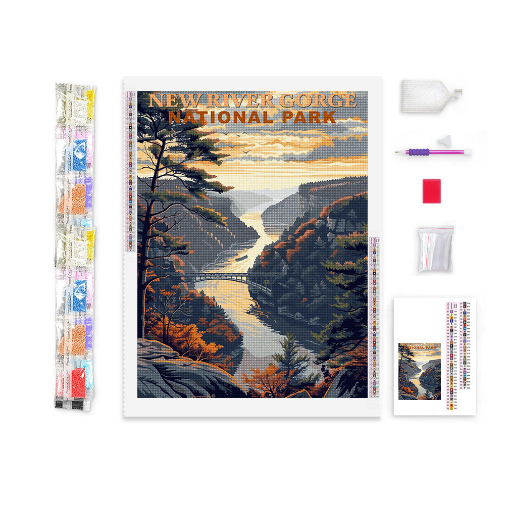 New River Gorge National Park Diamond Painting (Vintage Edition)