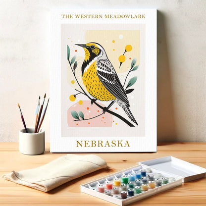 Nebraska State Bird Western Meadowlark | Paint by Numbers Kit