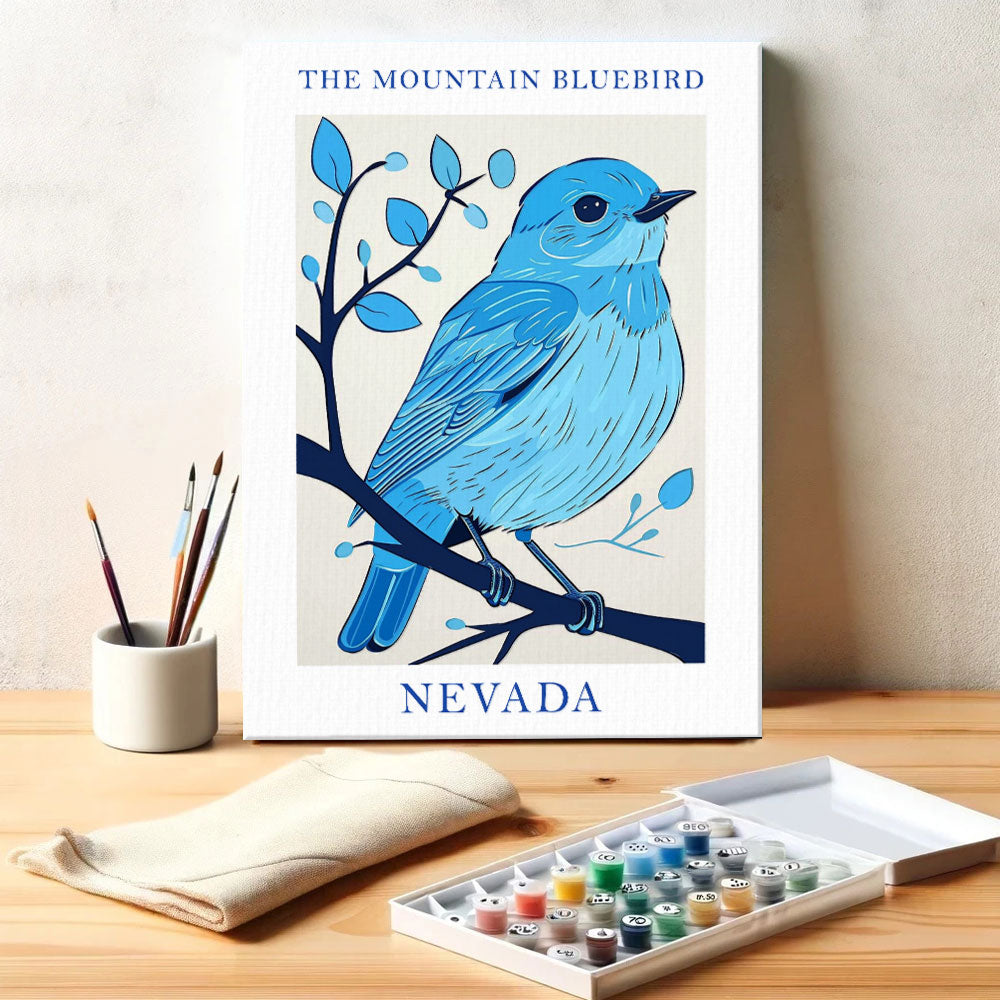 Nevada State Bird Mountain Bluebird | Paint by Numbers Kit