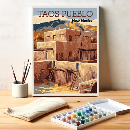 New Mexico - Taos Pueblo | Paint by Numbers Kit
