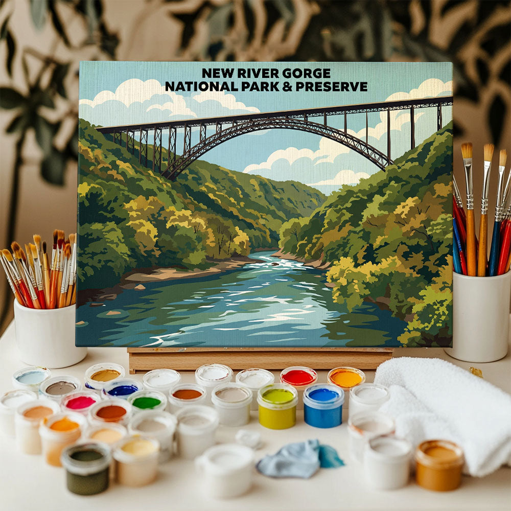 New River Gorge National Park - Landscape | Paint by Numbers Kit