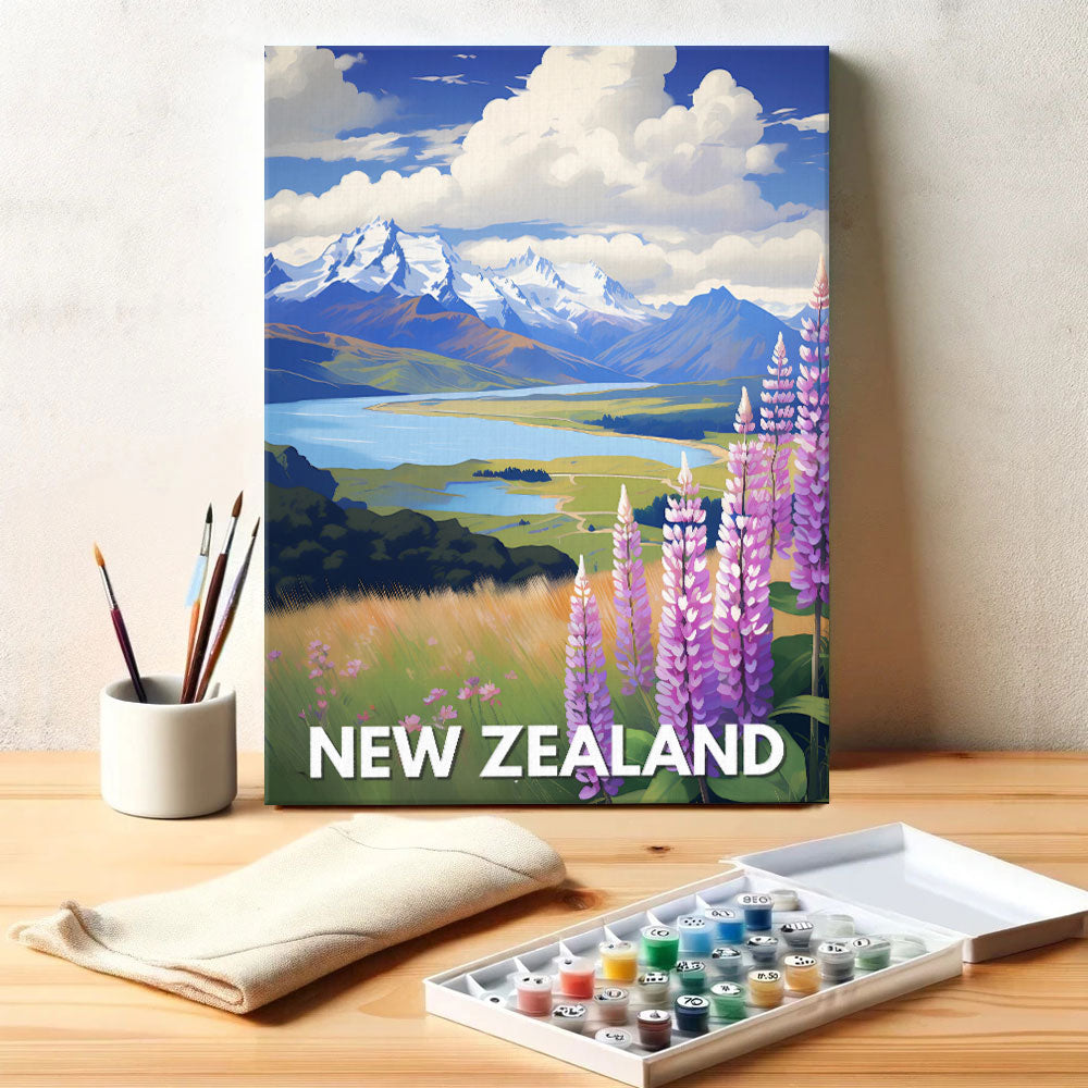 New Zealand Travel Poster | Paint by Numbers Kit
