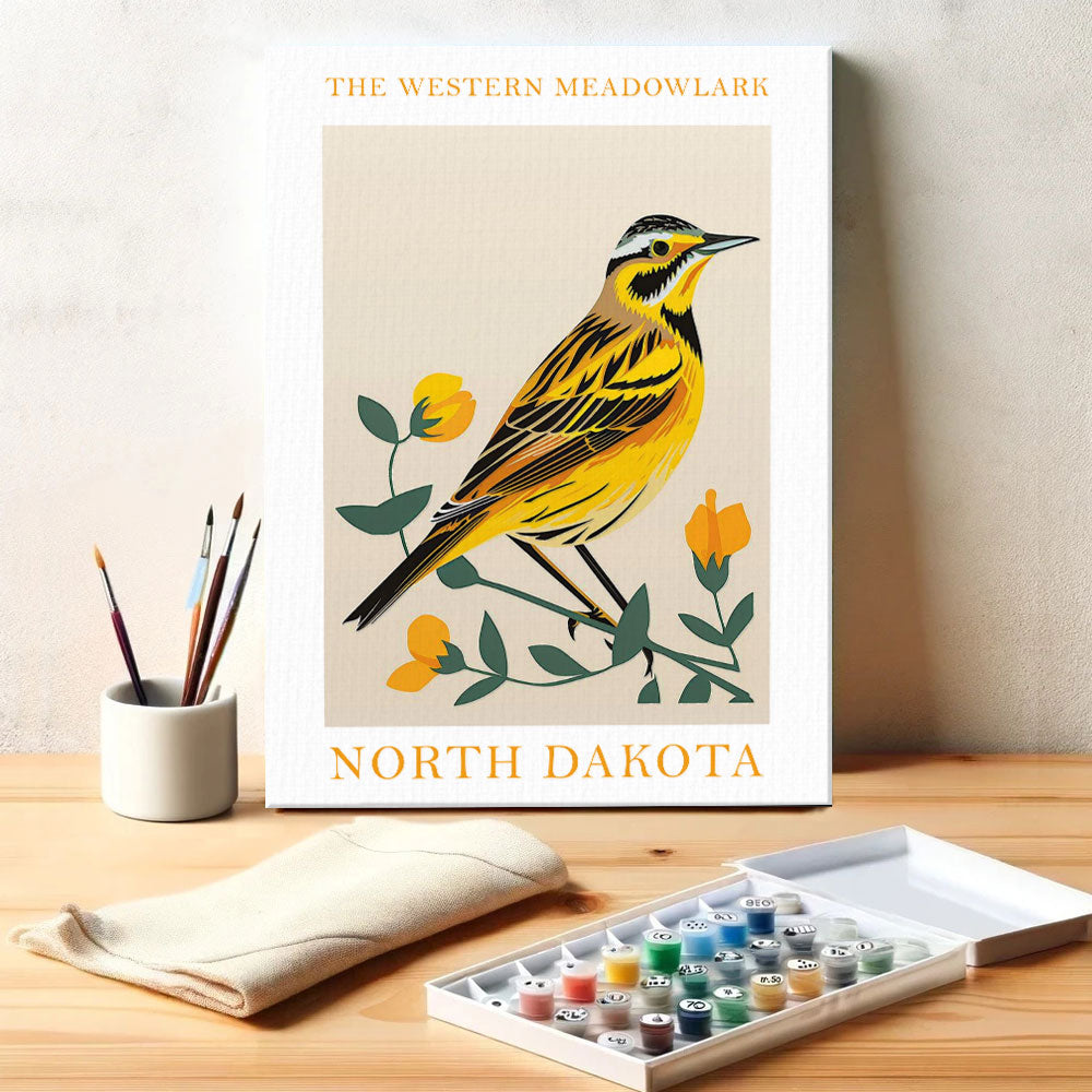 North Dakota State Bird Western Meadowlark | Paint by Numbers Kit