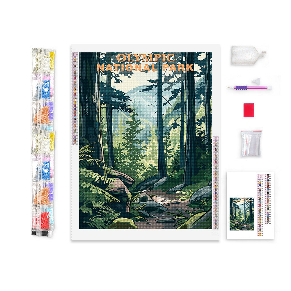 Olympic National - National Park Diamond Painting (Vintage Edition)