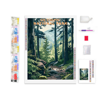 Olympic National - National Park Diamond Painting (Vintage Edition)