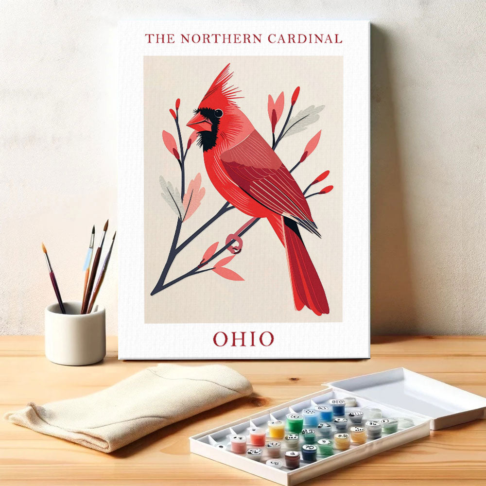 Ohio State Bird Northern Cardinal | Paint by Numbers Kit