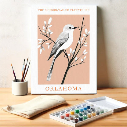 Oklahoma State Bird Scissor-tailed Flycatcher | Paint by Numbers Kit