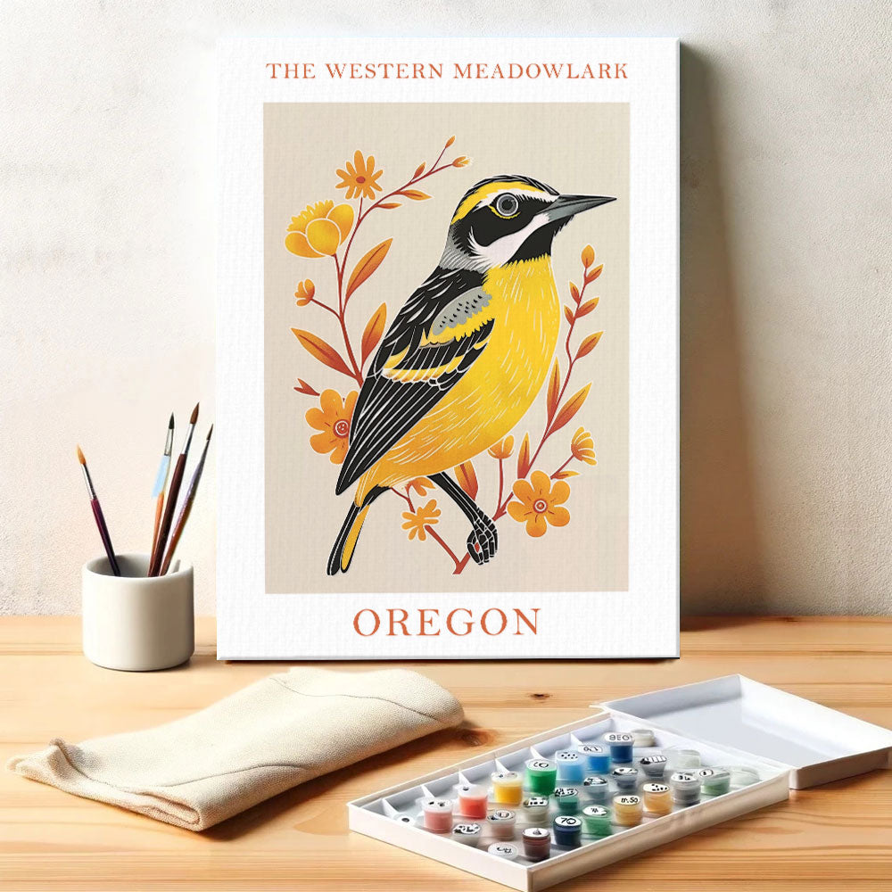 Oregon State Bird Western Meadowlark | Paint by Numbers Kit